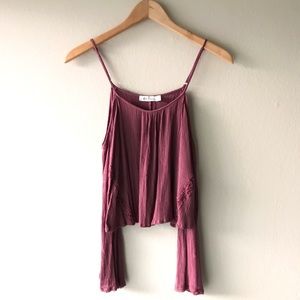 Chloe & Katie Mauve Cropped Cold Shoulder Long Sleeve Top